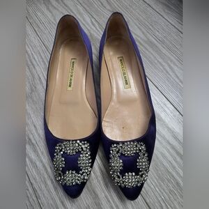 Manolo Blahnik Deep Purple Heels with Crystal Accents